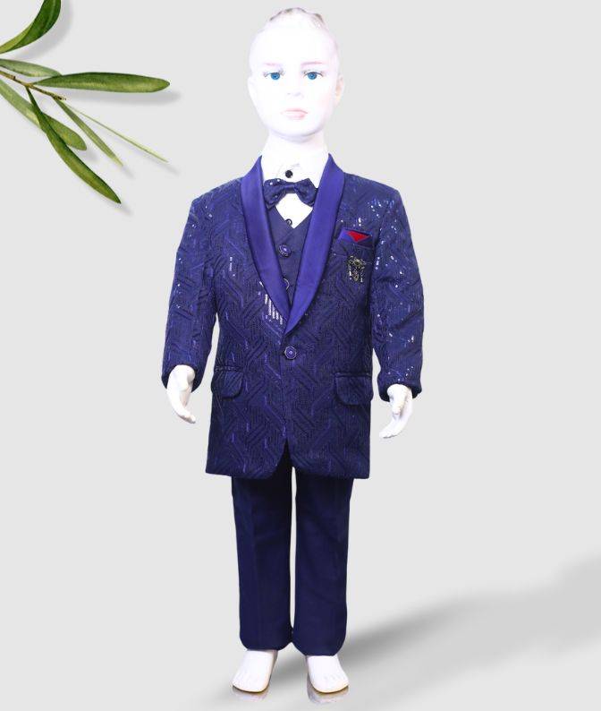 Royal Blue Designer 3‑Piece Blazer Suit Set for Boys